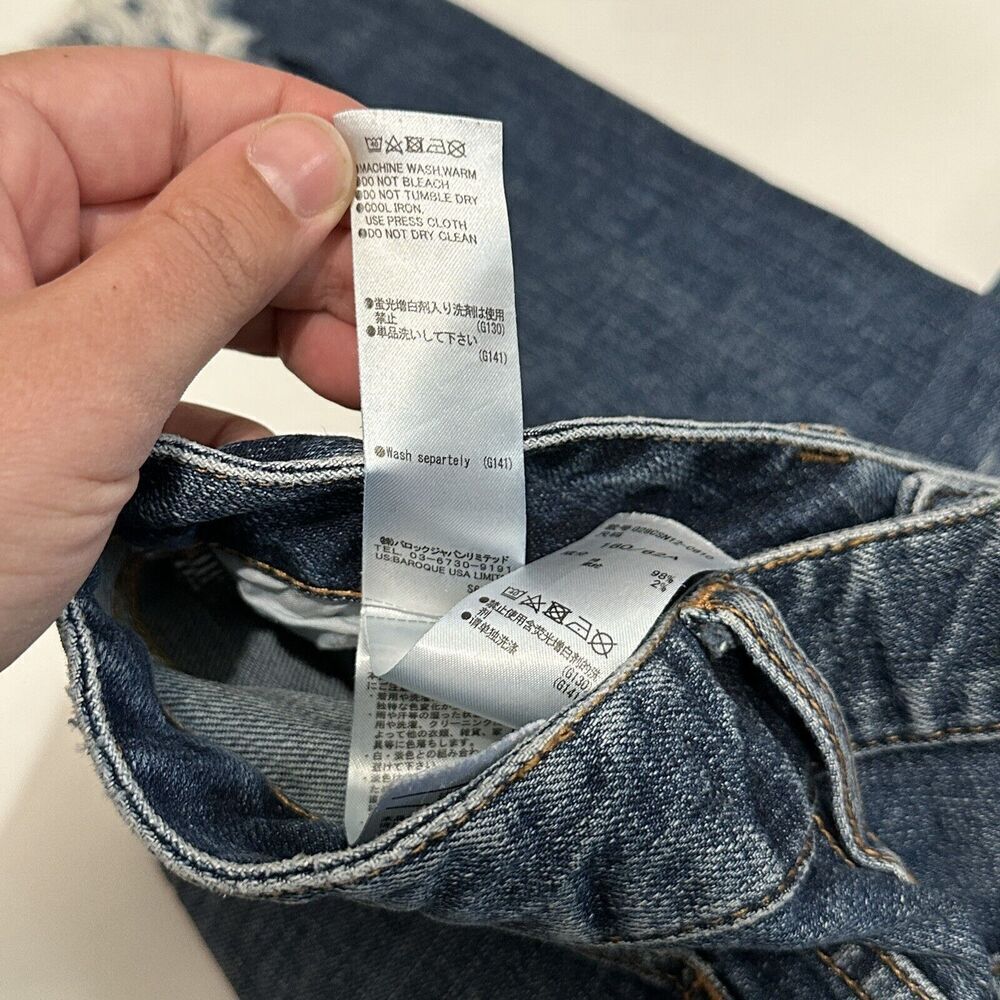 Moussy Womens Size 26 Distressed Mid Rise Cropped Raw Hem Jeans Pants Blue Denim - Picture 6 of 12